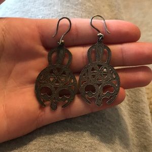 Vintage costume silver hang down earrings